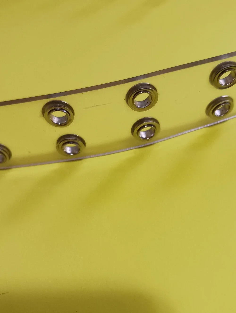 Vintage Gem Clear Vinyl belt With Silver Tone Details, Sz S-m